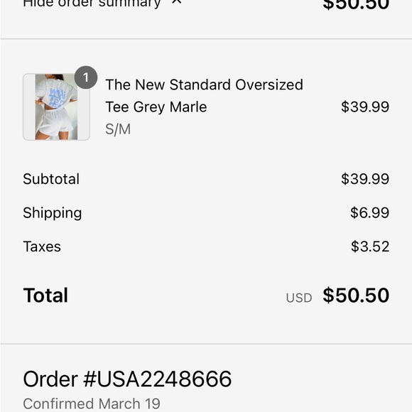 White Fox Light Gray Tee. Sorry for the wrinkles. Size small. - Picture 6 of 6